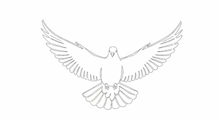 Obraz premium A sketch of a dove with wings spread, depicted in flight
