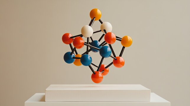 A colorful ball-and-stick model representing a covalent molecule