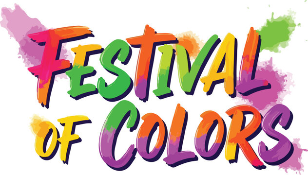 Happy Holi 2026 Festival of Colors Typography with Vibrant Paint Splatter Design