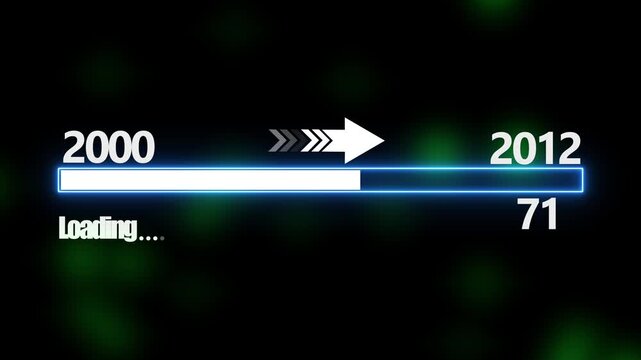 Loading bar from 2000 to 2012 new year transfer animation. New year 2012 loading bar animation Year changing from 2000 to 2012. New year, annual plan, growth strategy, business planning.4k video