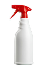 White Spray Bottle with Red Trigger Sprayer, Empty Container Isolated on Transparent Background
