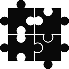 Connected Black Puzzle Piece Concept
