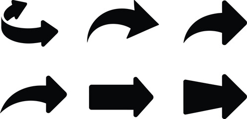 Diverse Directional Arrow Silhouette Set