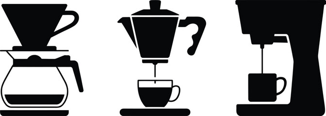 Coffee Brewing Method Silhouette Icons