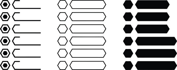 Geometric Hexagon List UI Elements