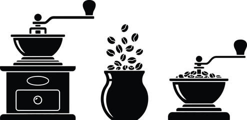 Vintage Manual Coffee Grinder Icons