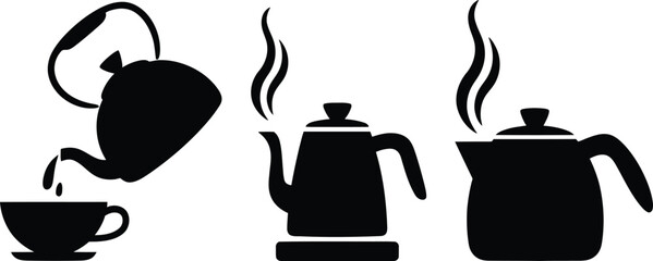 Traditional Tea Kettle and Cup Icons