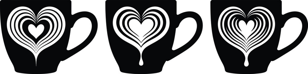 Latte Art Coffee Cup Silhouettes