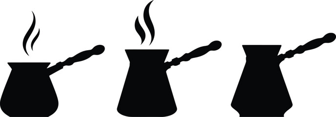 Traditional Turkish Coffee Cezve Silhouettes