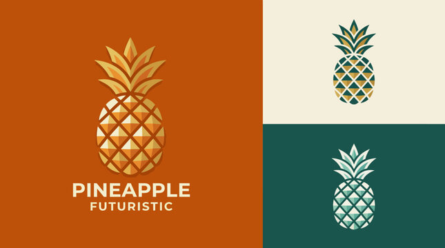 An innovative pineapple logo design showcases a geometric and modern interpretation, ideal for brands focusing on nature, tropical themes, or exotic products.