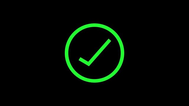 Green check mark a white circle on a black background. check mark vector on Green background