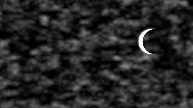 Ramadan crescent moon with soft clouds transparent overlay animation 4K