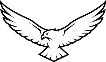 Obraz premium A stylized black and white illustration of a fierce falcon in flight