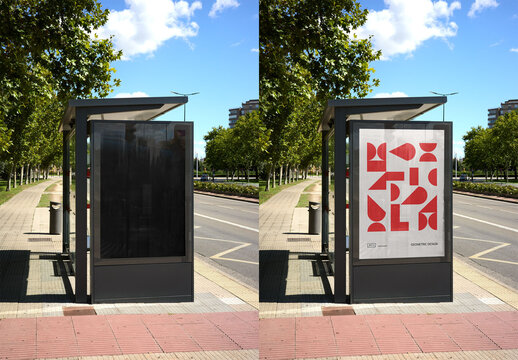 Mockup Of Customized Advert On Bus Stop