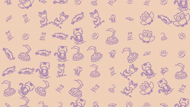 Doodle animal pattern seamless cartoon wildlife kids playful perfect for children's backgrounds, textiles, wrapping paper, or digital design projects.
