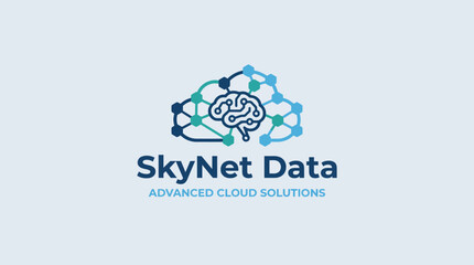 Fototapeta premium This logo features an abstract cloud intertwined with neural connections, symbolizing advanced technology and intelligence in cloud data solutions for modern enterprises.