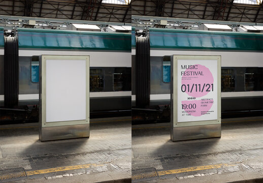 Mockup Of Customized Advert On Train Platform