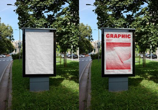 Mockup Of Customized Vertical Poster By Road