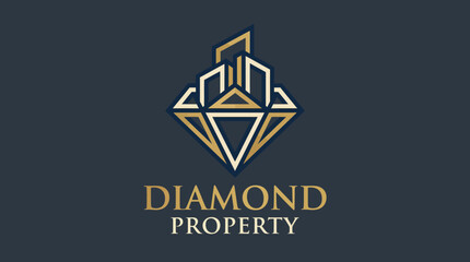 Fototapeta premium An artistic diamond-themed logo for Diamond Property, reflecting luxury, stability, and strength in the real estate sector.