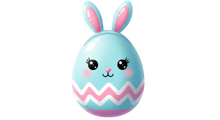 Easter egg bunny isolated on transparent background cute blue and pink decorated egg with bunny ears for easter holiday