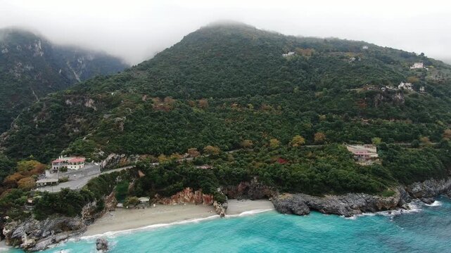 Milopotamos beach,aerial view,Pelion mountain,Magnesia,Thessaly,Greece
