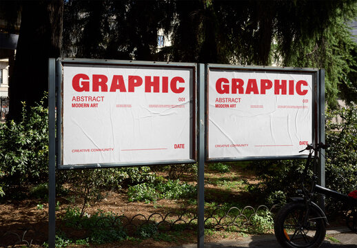 Mockup Of Two Customized Horizontal Posters