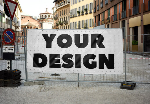 Mockup Of Customized Horizontal Banner In City