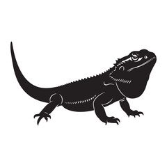 Obraz premium Dynamic bearded dragon Icon Silhouette vector black on a white background