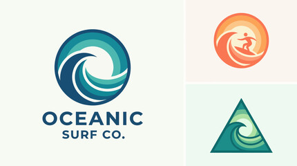 This logo features a stylized wave design in blue and green, ideal for a surf company, emphasizing freshness, movement, and oceanic themes with a modern touch. © jianbin