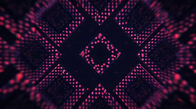 A futuristic background illustration featuring a diamond pattern with red lights on a dark background viewed from above