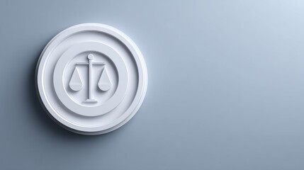 Minimal Legal Scale Design With Small Ring Icon on White Background for Clean and Modern Layouts in Legal or Financial Content