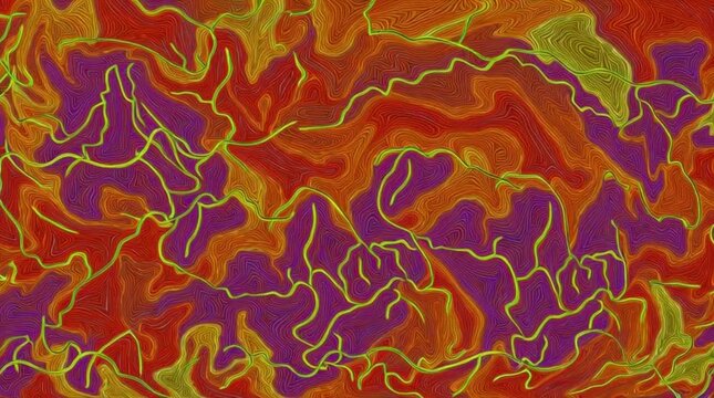 Vibrant abstract background with swirling patterns and bold colors viewed from above