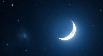 Naklejka premium Crescent Moon in Dark Space.