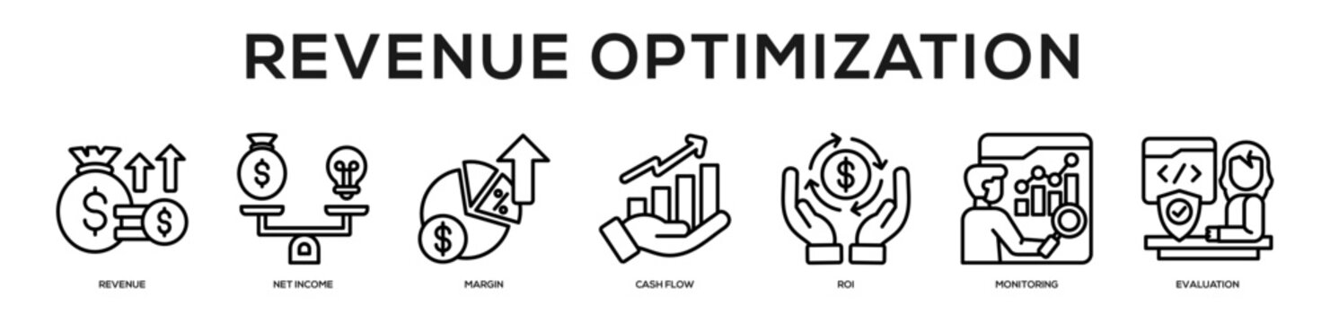  Profit Model web banner icon vector illustration concept for business with icon of Capital, Asset, Liabilities, Cash Flow, Net Income, Dividend, Share.