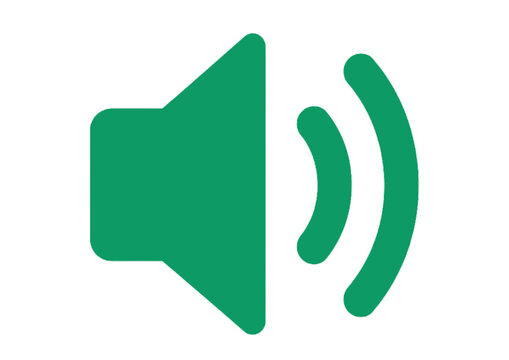 A green speaker icon emitting sound waves, symbolizing audio or music in a simple graphic illustration.