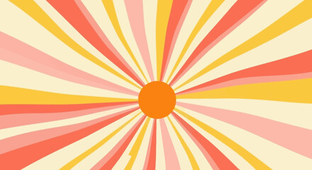Obraz premium A vibrant abstract background with radiating lines in warm colors emanating from a central orange circle.