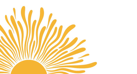 A stylized yellow sunburst graphic with rays extending outwards on a white background.