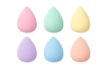 Pastel makeup beauty blending sponges on transparent background