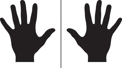 Side-by-side hand silhouettes, clean comparison layout. in silhouette of white background.