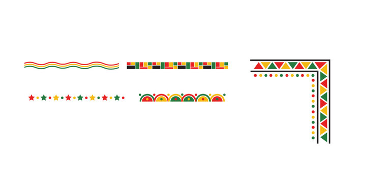 African tribal geometric border set