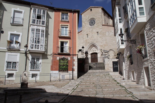 habitation, buildings and medieval church (st gil abad) in burgos in spain 