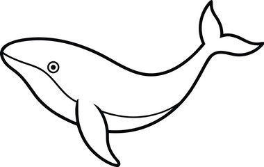 Obraz premium Whale line art vector thin black outline animal ocean