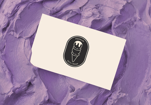 Ice Cream  LogoOn Purple Card Mockup PSD