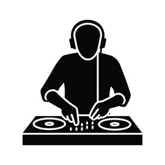 The Silhouette of the Sound Architect: A captivating silhouette of a DJ engrossed in his craft, meticulously manipulating the sound and rhythms.