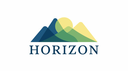 A creative logo design featuring stylized mountains and a rising sun, capturing themes of nature, tranquility, and adventure, perfect for outdoor or travel-related businesses. © Pengfei