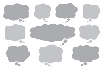 手描き風・心の悩みや不安を表現するもやもや・吹き出しイラスト素材