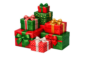 Obraz premium Christmas presents pile on transparent background