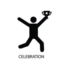 Icon celebrating victory with a happy expression while holding the victory trophy