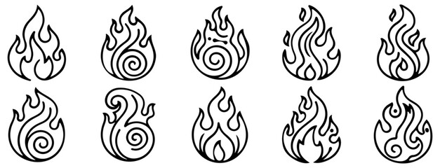 Set of 10 Fire Flame Icons