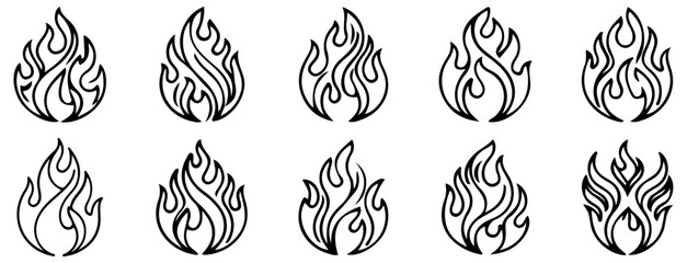 Set of Stylized Flame Icons